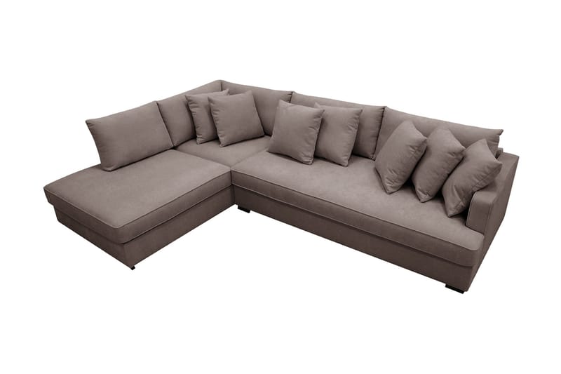 Rossita 4-sits Vänstervänd L-formad Djup Schäslongsoffa med Hel dyna i Tyg - Brun - Möbler - Soffa - Divansoffor & schäslongsoffa