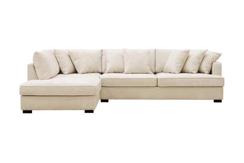 Rossita Djup 4-sits L soffa i chenille med Schäslong Vänster - Ljus Beige - Möbler - Soffa - Divansoffor & schäslongsoffa