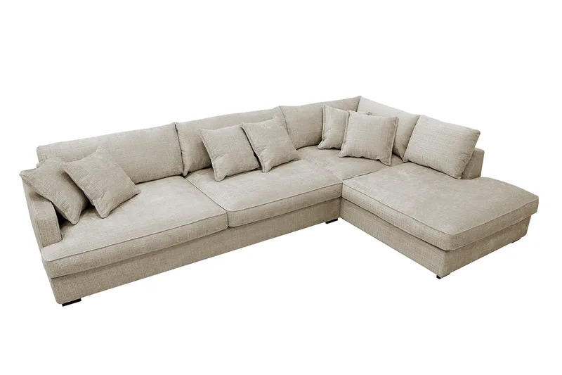 Rossita Lyx 4-sits Extra djup Soffa med Schäslong Höger - Beige Chenille - Möbler - Soffa - Divansoffor & schäslongsoffa
