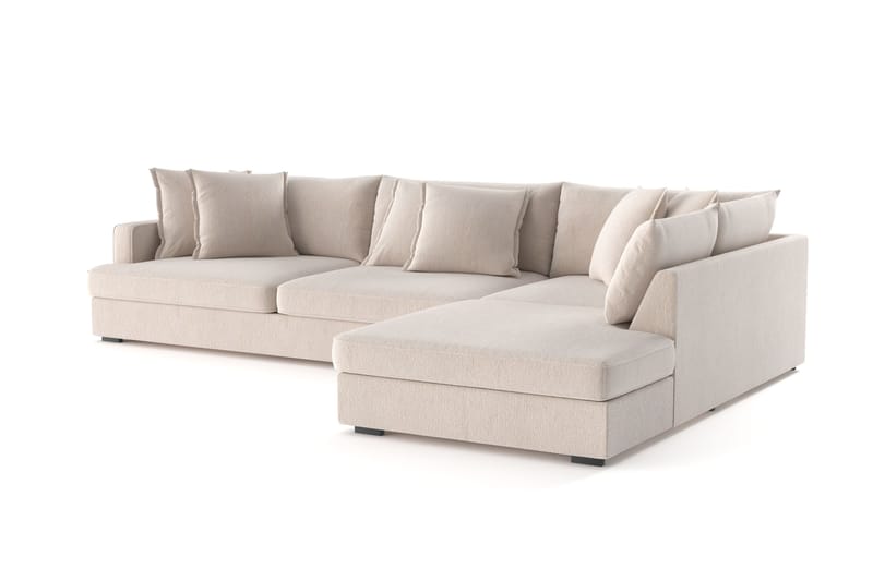 Rossita Lyx 4-sits Extra djup Soffa med Schäslong Höger - Beige Chenille - Möbler - Soffa - Divansoffor & schäslongsoffa