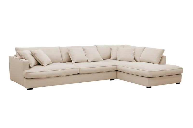 Rossita Lyx 4-sits Extra djup Soffa med Schäslong Höger - Beige Manchester - Möbler - Soffa - Divansoffor & schäslongsoffa