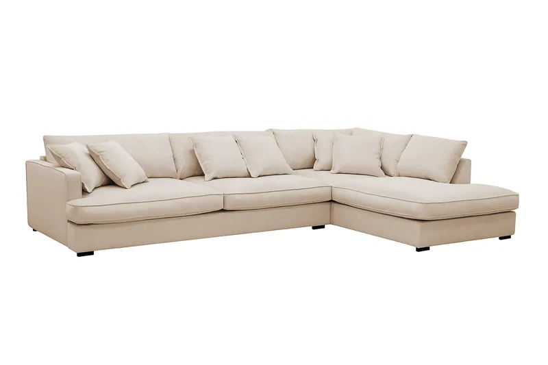 Rossita Lyx 4-sits Extra djup Soffa med Schäslong Höger - Beige Manchester - Möbler - Soffa - Divansoffor & schäslongsoffa