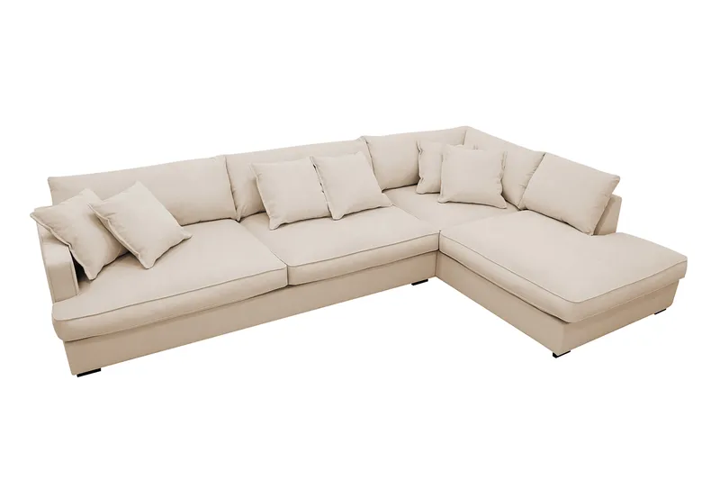 Rossita Lyx 4-sits Extra djup Soffa med Schäslong Höger - Beige Manchester - Möbler - Soffa - Divansoffor & schäslongsoffa
