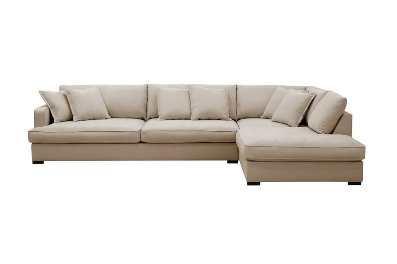 Rossita Lyx 4-sits Extra djup Soffa med Schäslong Höger - Beige Tyg - Möbler - Soffa - Divansoffor & schäslongsoffa
