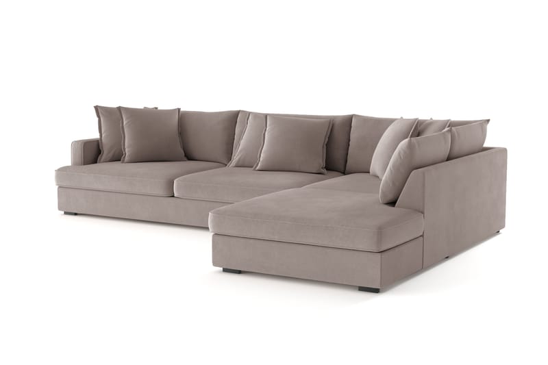 Rossita Lyx 4-sits Extra djup Soffa med Schäslong Höger - Brun Tyg - Möbler - Soffa - Divansoffor & schäslongsoffa