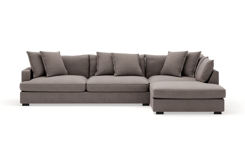 Rossita Lyx 4-sits Extra djup Soffa med Schäslong Höger, Brun Tyg