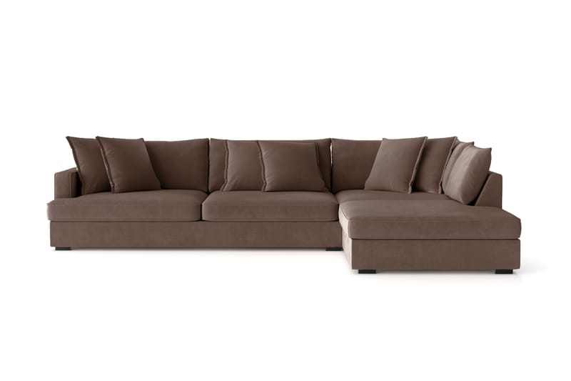 Rossita Lyx 4-sits Extra djup Soffa med Schäslong Höger, Brun Tyg