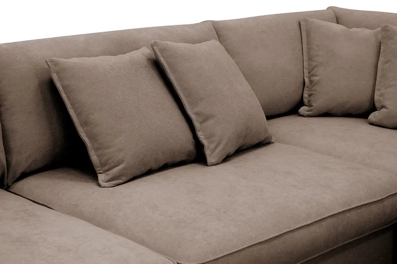 Rossita Lyx 4-sits Extra djup Soffa med Schäslong Höger - Brun Tyg - Möbler - Soffa - Divansoffor & schäslongsoffa