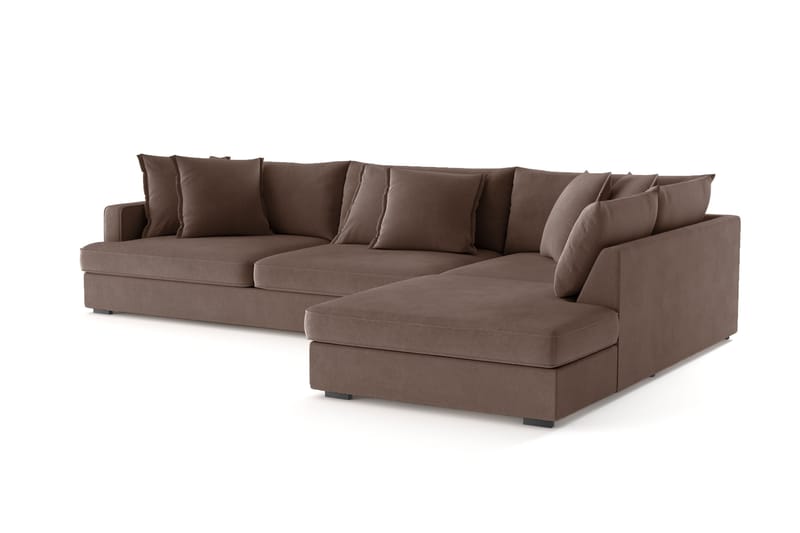 Rossita Lyx 4-sits Extra djup Soffa med Schäslong Höger - Brun Tyg - Möbler - Soffa - Divansoffor & schäslongsoffa