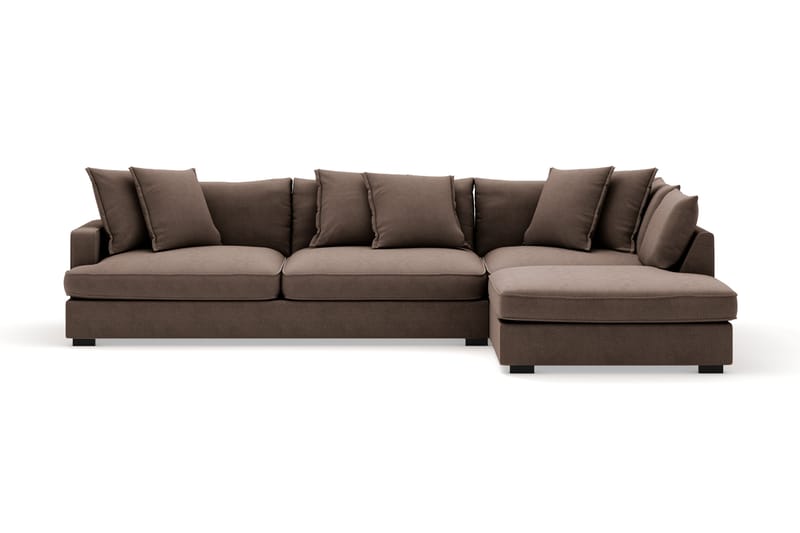 Rossita Lyx 4-sits Extra djup Soffa med Schäslong Höger, Brun Tyg