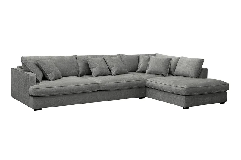Rossita Lyx 4-sits Extra djup Soffa med Schäslong Höger - Grå Chenille - Möbler - Soffa - Divansoffor & schäslongsoffa