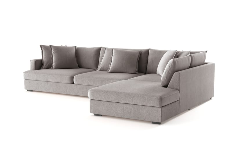 Rossita Lyx 4-sits Extra djup Soffa med Schäslong Höger - Grå/Brun Chenille - Möbler - Soffa - Divansoffor & schäslongsoffa