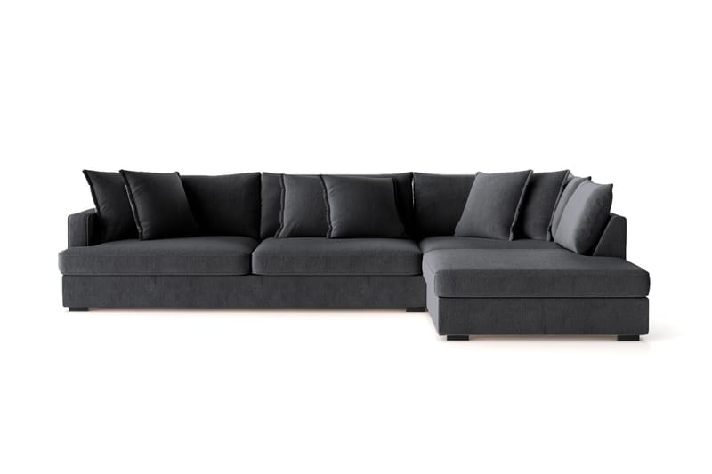 Rossita Lyx 4-sits Extra djup Soffa med Schäslong Höger - Svart Chenille - Möbler - Soffa - Divansoffor & schäslongsoffa