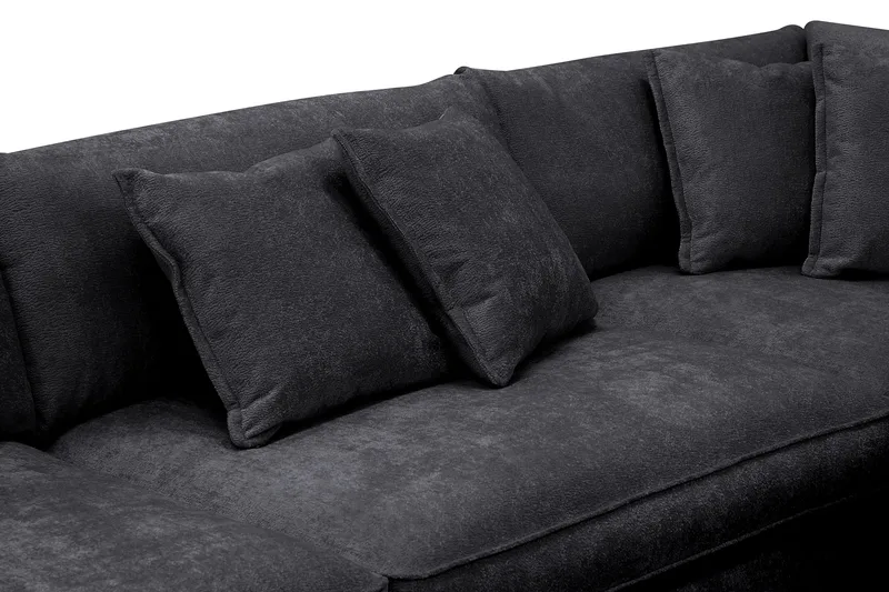 Rossita Lyx 4-sits Extra djup Soffa med Schäslong Höger - Svart Chenille - Möbler - Soffa - Divansoffor & schäslongsoffa