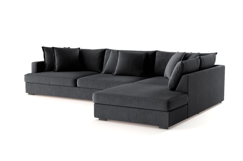 Rossita Lyx 4-sits Extra djup Soffa med Schäslong Höger - Svart Chenille - Möbler - Soffa - Divansoffor & schäslongsoffa