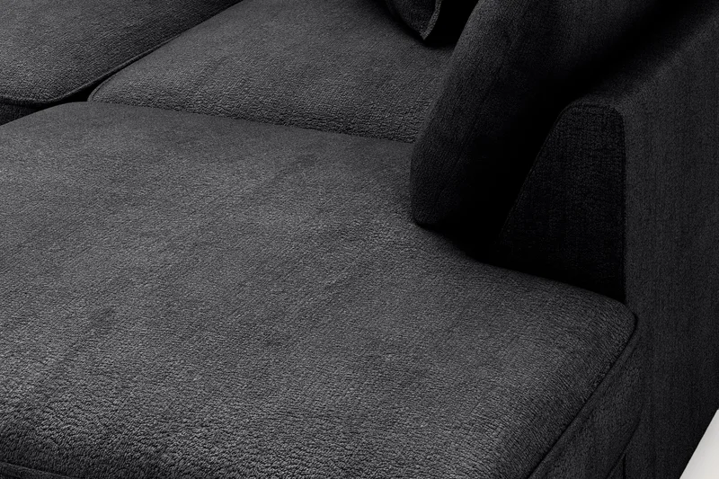 Rossita Lyx 4-sits Extra djup Soffa med Schäslong Höger - Svart Chenille - Möbler - Soffa - Divansoffor & schäslongsoffa