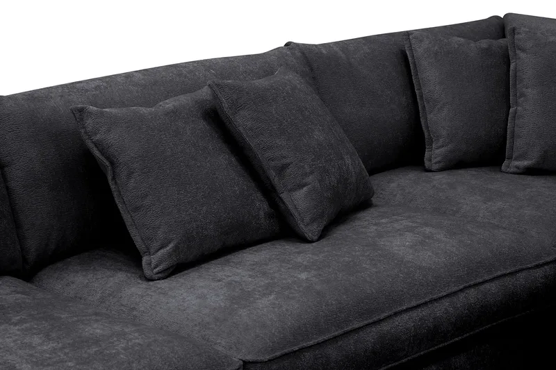 Rossita Lyx 4-sits Extra djup Soffa med Schäslong Höger - Svart Chenille - Möbler - Soffa - Divansoffor & schäslongsoffa