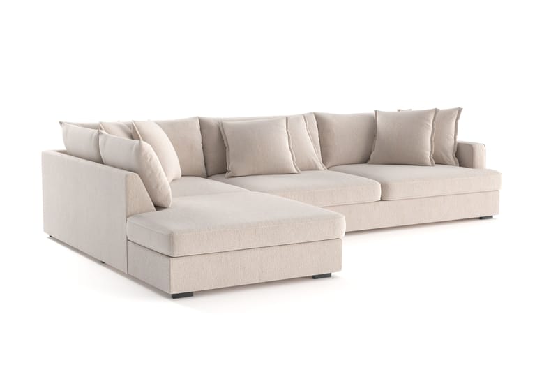 Rossita Lyx 4-sits Extra djup Soffa med Schäslong Vänster - Beige Chenille - Möbler - Soffa - Divansoffor & schäslongsoffa