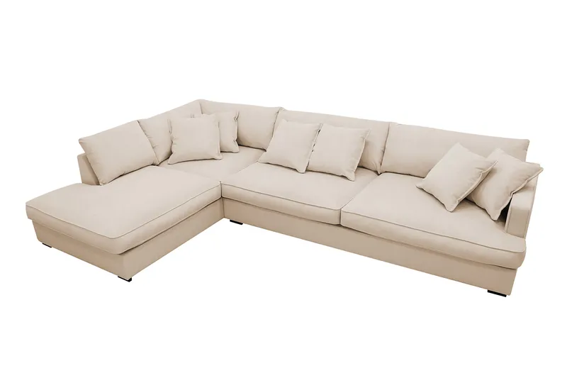 Rossita Lyx 4-sits Extra djup Soffa med Schäslong Vänster - Beige Manchester - Möbler - Soffa - Divansoffor & schäslongsoffa