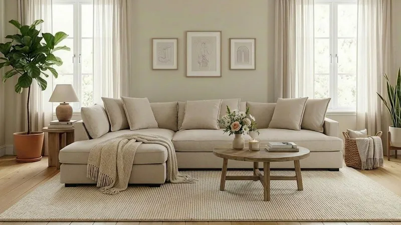 Rossita Lyx 4-sits Extra djup Soffa med Schäslong Vänster - Beige Tyg - Möbler - Soffa - Divansoffor & schäslongsoffa