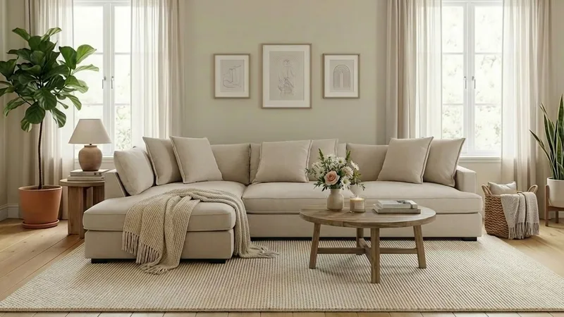 Rossita Lyx 4-sits Extra djup Soffa med Schäslong Vänster - Beige Tyg - Möbler - Soffa - Divansoffor & schäslongsoffa