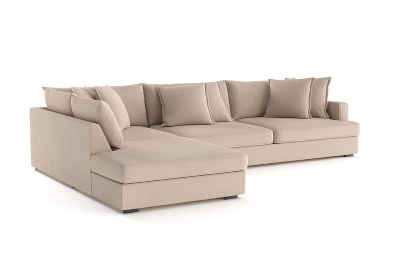 Rossita Lyx 4-sits Extra djup Soffa med Schäslong Vänster - Beige Tyg - Möbler - Soffa - Divansoffor & schäslongsoffa
