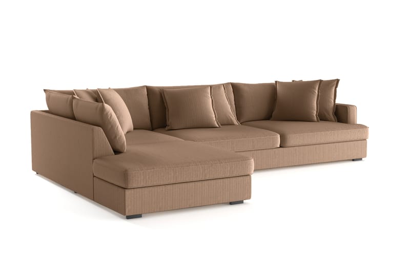 Rossita Lyx 4-sits Extra djup Soffa med Schäslong Vänster - Brun Manchester - Möbler - Soffa - Divansoffor & schäslongsoffa