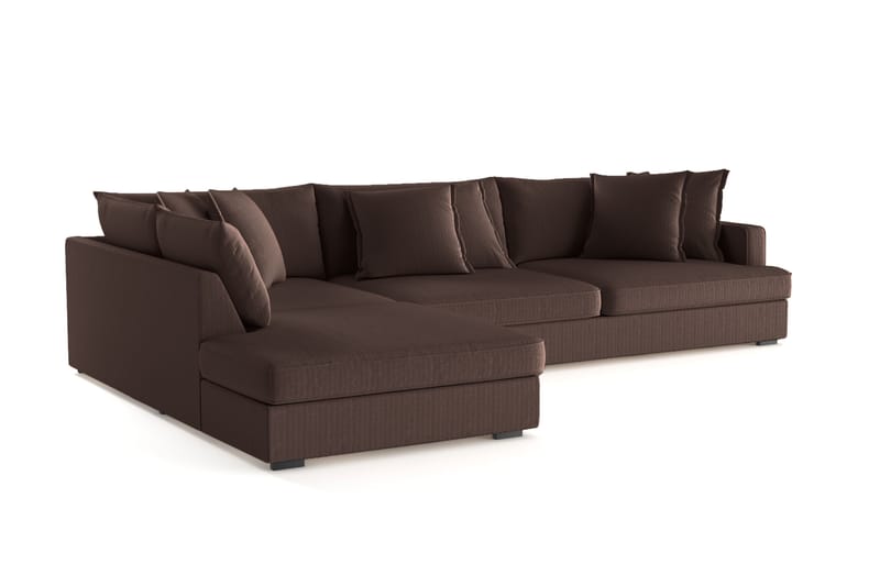Rossita Lyx 4-sits Extra djup Soffa med Schäslong Vänster - Brun Manchester - Möbler - Soffa - Divansoffor & schäslongsoffa