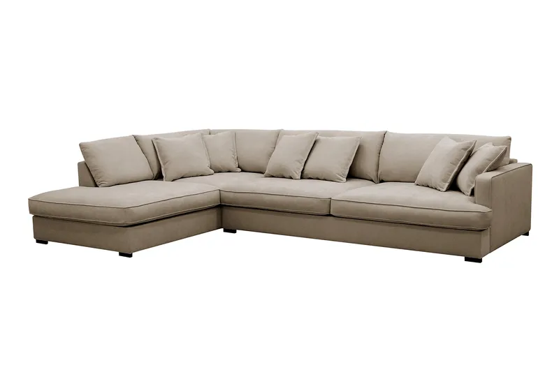 Rossita Lyx 4-sits Extra djup Soffa med Schäslong Vänster - Brun Tyg - Möbler - Soffa - Divansoffor & schäslongsoffa