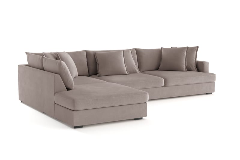 Rossita Lyx 4-sits Extra djup Soffa med Schäslong Vänster - Brun Tyg - Möbler - Soffa - Divansoffor & schäslongsoffa