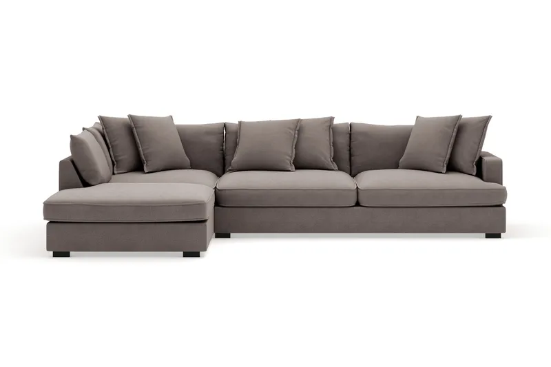 Rossita Lyx 4-sits Extra djup Soffa med Schäslong Vänster - Brun Tyg - Möbler - Soffa - Divansoffor & schäslongsoffa