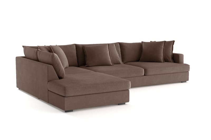 Rossita Lyx 4-sits Extra djup Soffa med Schäslong Vänster - Brun Tyg - Möbler - Soffa - Divansoffor & schäslongsoffa