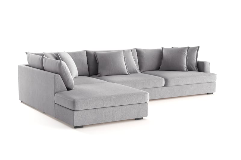 Rossita Lyx 4-sits Extra djup Soffa med Schäslong Vänster - Grå Chenille - Möbler - Soffa - Divansoffor & schäslongsoffa