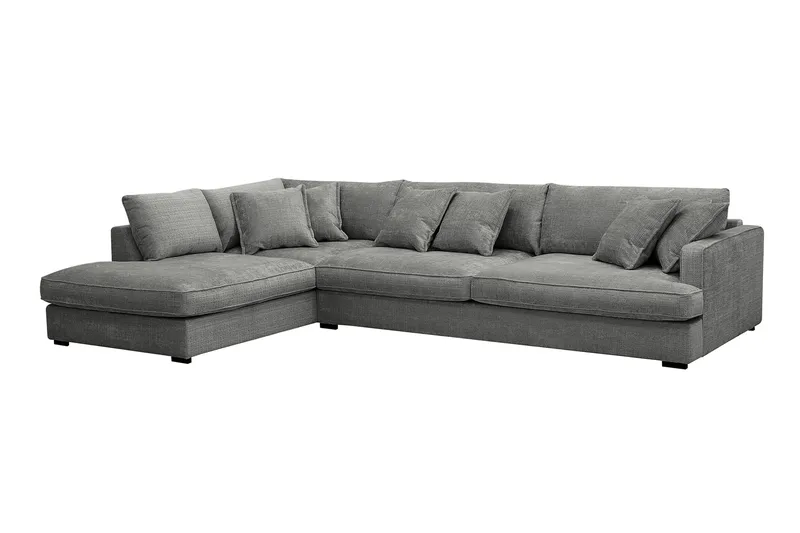 Rossita Lyx 4-sits Extra djup Soffa med Schäslong Vänster - Grå Chenille - Möbler - Soffa - Divansoffor & schäslongsoffa