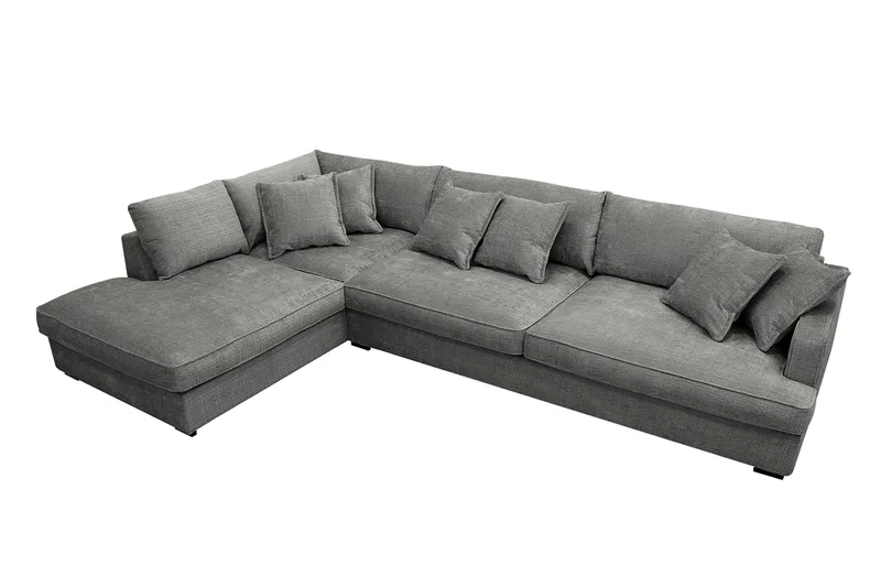 Rossita Lyx 4-sits Extra djup Soffa med Schäslong Vänster - Grå Chenille - Möbler - Soffa - Divansoffor & schäslongsoffa