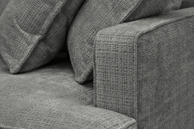 Rossita Lyx 4-sits Extra djup Soffa med Schäslong Vänster - Grå Chenille - Möbler - Soffa - Divansoffor & schäslongsoffa