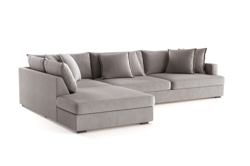 Rossita Lyx 4-sits Extra djup Soffa med Schäslong Vänster - Grå/Brun Chenille - Möbler - Soffa - Divansoffor & schäslongsoffa