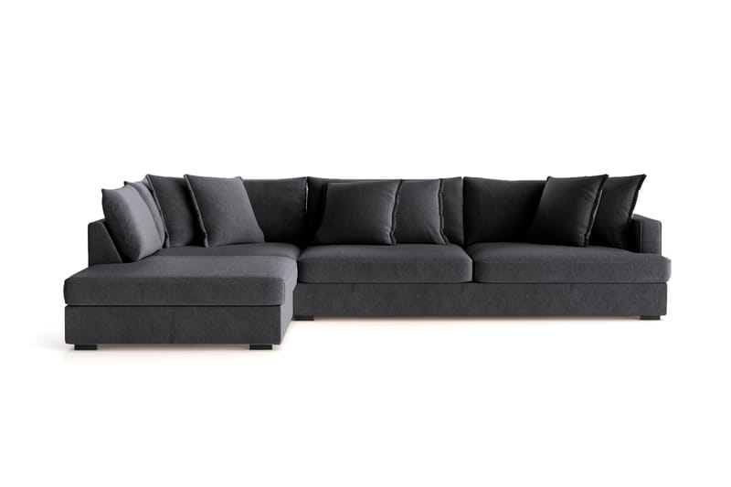 Rossita Lyx 4-sits Extra djup Soffa med Schäslong Vänster - Svart Chenille - Möbler - Soffa - Divansoffor & schäslongsoffa