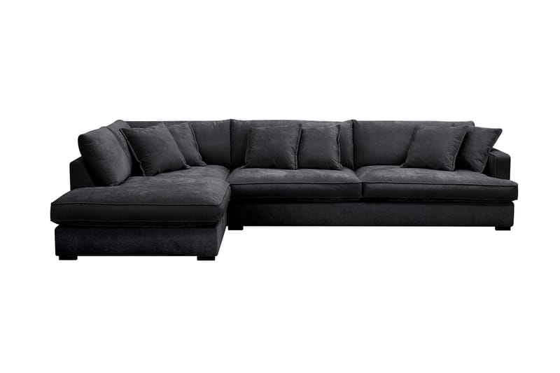 Rossita Lyx 4-sits Extra djup Soffa med Schäslong Vänster - Svart Chenille - Möbler - Soffa - Divansoffor & schäslongsoffa