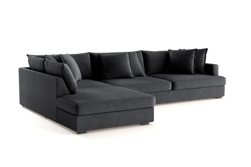 Rossita Lyx 4-sits Extra djup Soffa med Schäslong Vänster - Svart Chenille - Möbler - Soffa - Divansoffor & schäslongsoffa