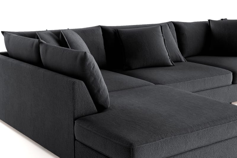 Rossita Lyx 4-sits Extra djup Soffa med Schäslong Vänster - Svart Chenille - Möbler - Soffa - Divansoffor & schäslongsoffa