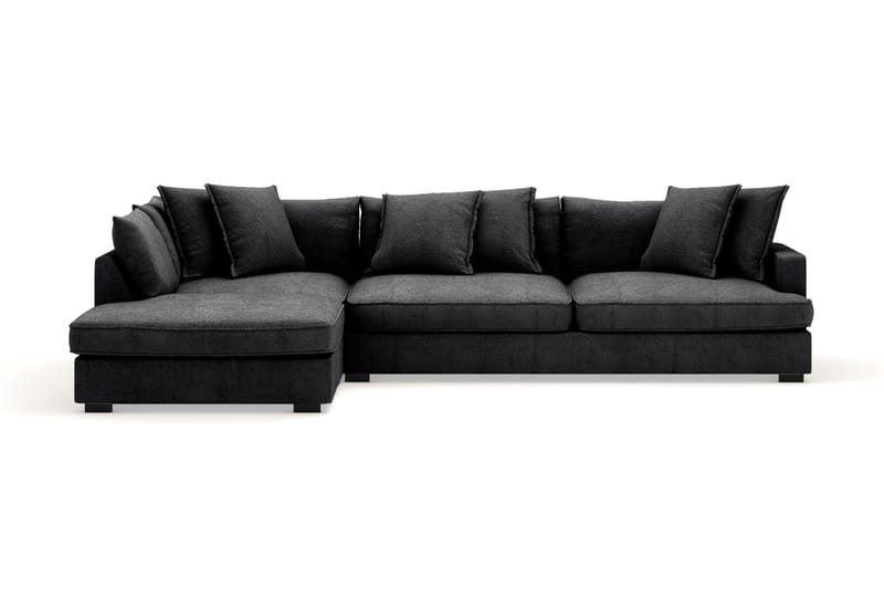 Rossita Lyx 4-sits Extra djup Soffa med Schäslong Vänster - Svart Chenille - Möbler - Soffa - Divansoffor & schäslongsoffa