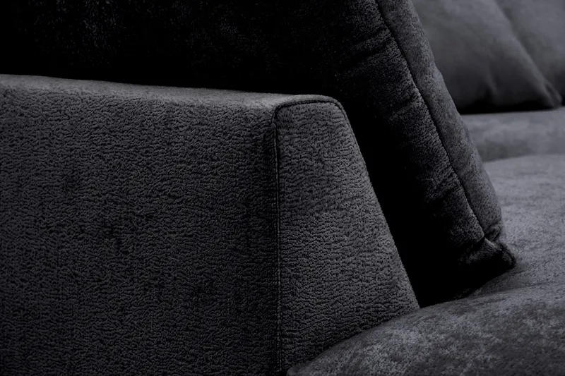 Rossita Lyx 4-sits Extra djup Soffa med Schäslong Vänster - Svart Chenille - Möbler - Soffa - Divansoffor & schäslongsoffa