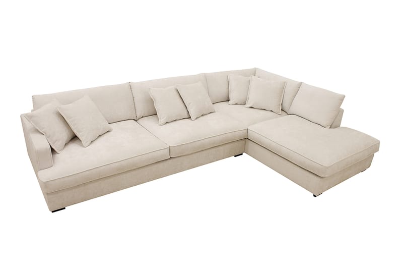 Rossita Lyx 4-sits Högervänd L-formad Extra Djup Schäslongsoffa i Chenille - Beige Chenille - Möbler - Soffa - Divansoffor & schäslongsoffa