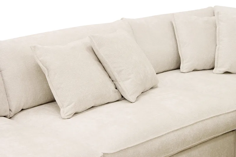 Rossita Lyx 4-sits Högervänd L-formad Extra Djup Schäslongsoffa i Chenille - Beige Chenille - Möbler - Soffa - Divansoffor & schäslongsoffa