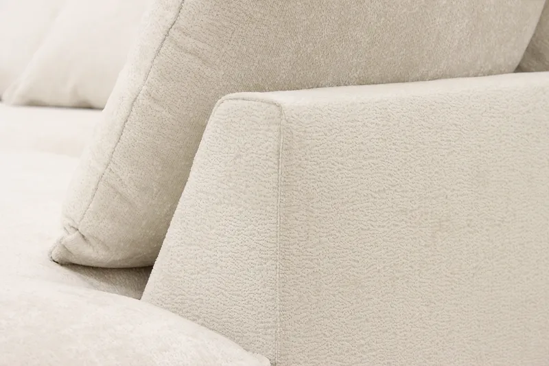 Rossita Lyx 4-sits Högervänd L-formad Extra Djup Schäslongsoffa i Chenille - Beige Chenille - Möbler - Soffa - Divansoffor & schäslongsoffa
