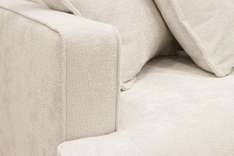 Rossita Lyx 4-sits Högervänd L-formad Extra Djup Schäslongsoffa i Chenille - Beige Chenille - Möbler - Soffa - Divansoffor & schäslongsoffa