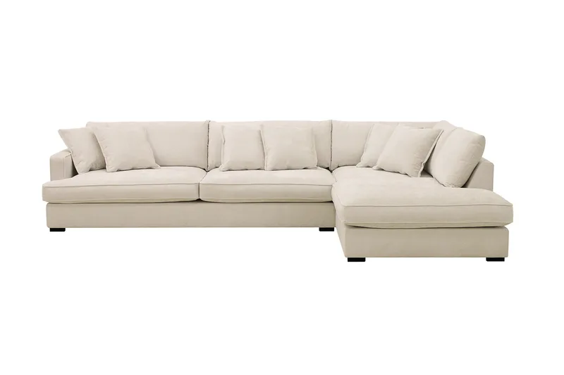 Rossita Lyx 4-sits Högervänd L-formad Extra Djup Schäslongsoffa i Chenille, Beige Chenille