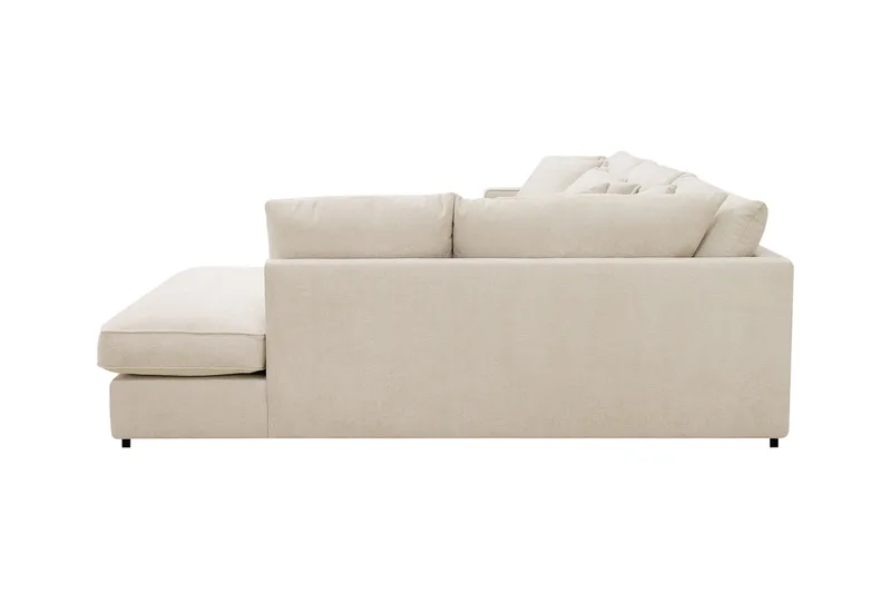 Rossita Lyx 4-sits Högervänd L-formad Extra Djup Schäslongsoffa i Chenille - Beige Chenille - Möbler - Soffa - Divansoffor & schäslongsoffa