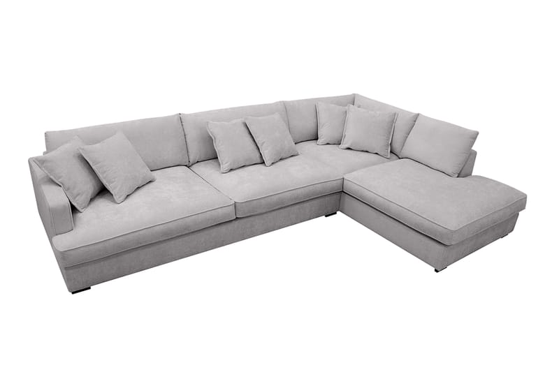 Rossita Lyx 4-sits Högervänd L-formad Extra Djup Schäslongsoffa i Chenille - Grå Chenille - Möbler - Soffa - Divansoffor & schäslongsoffa